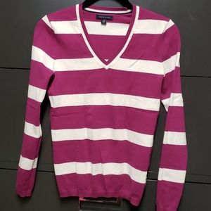 Tommy hilfiger stripe vneck sweater xs